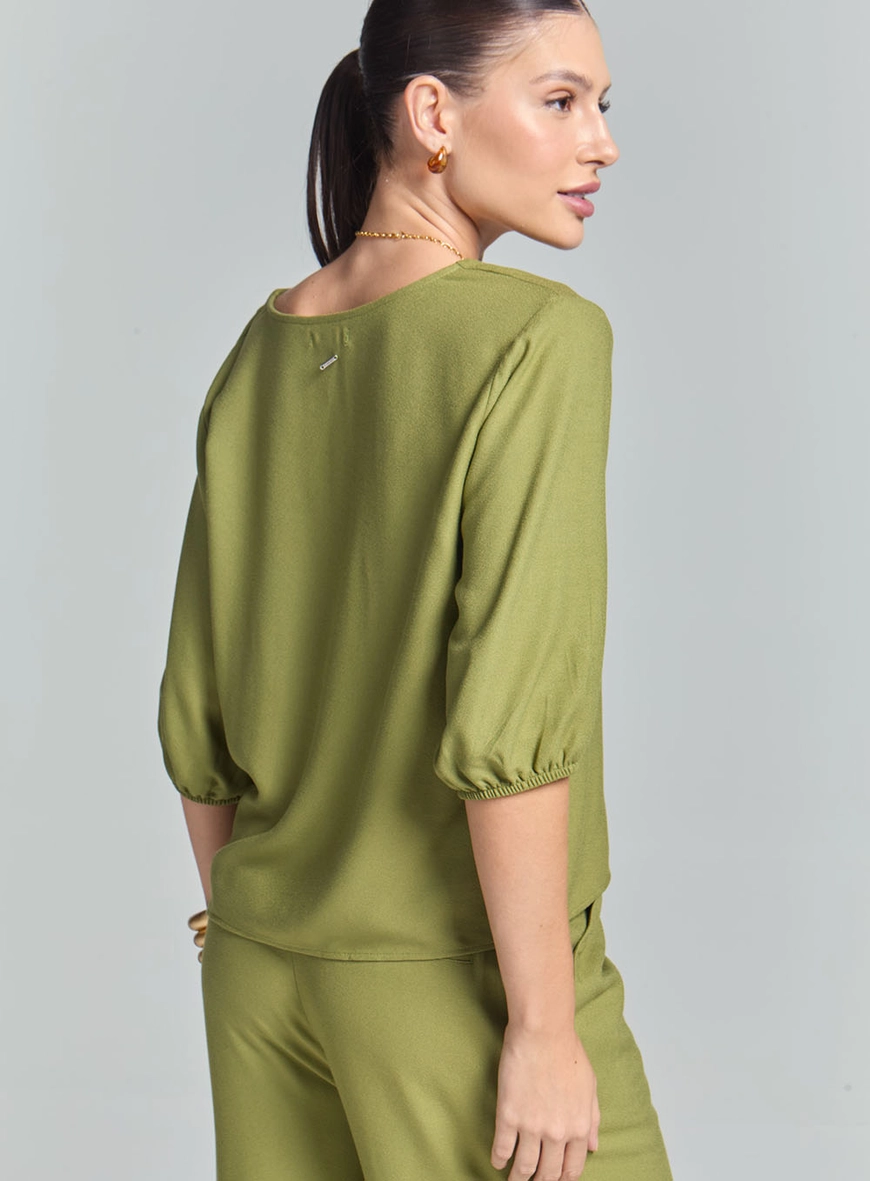 Blusa Feminina Comfort Mangas Bufantes Verde 5