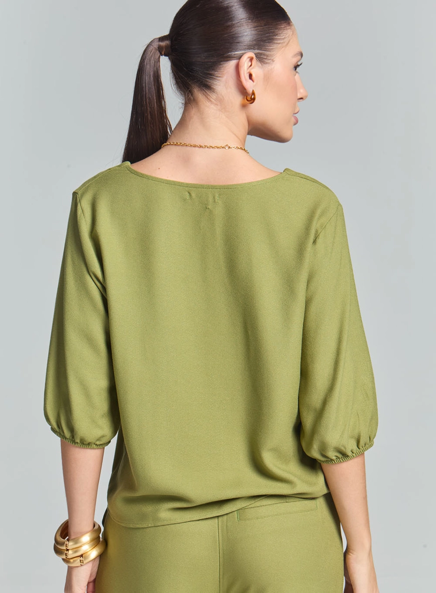 Blusa Feminina Comfort Mangas Bufantes Verde 6