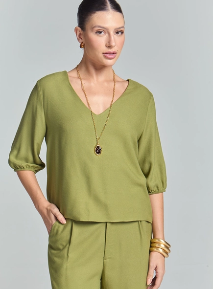 Blusa Feminina Comfort Mangas Bufantes