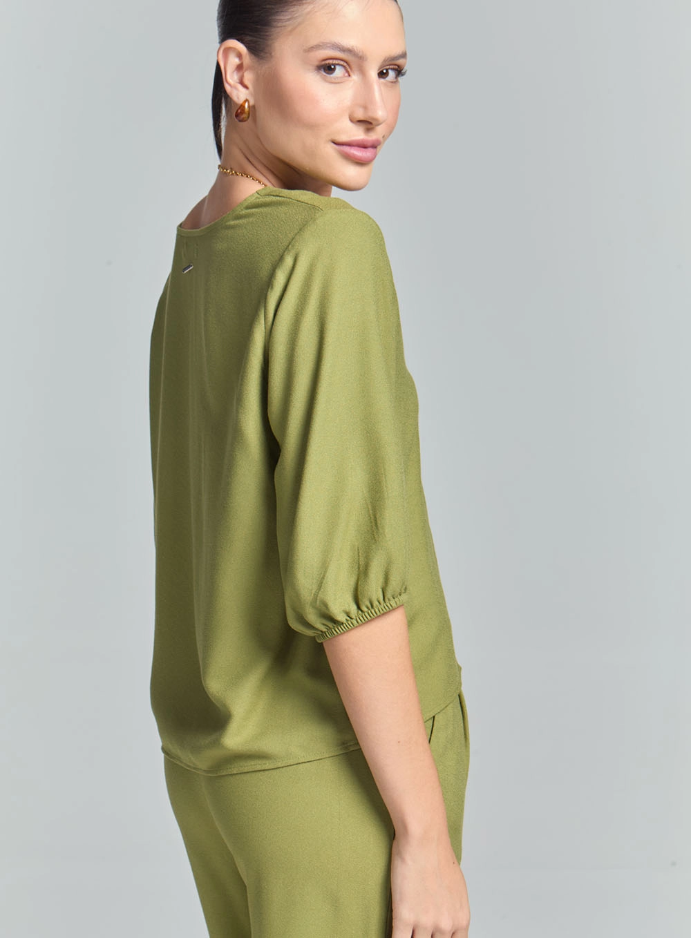 Blusa Feminina Comfort Mangas Bufantes Verde 4