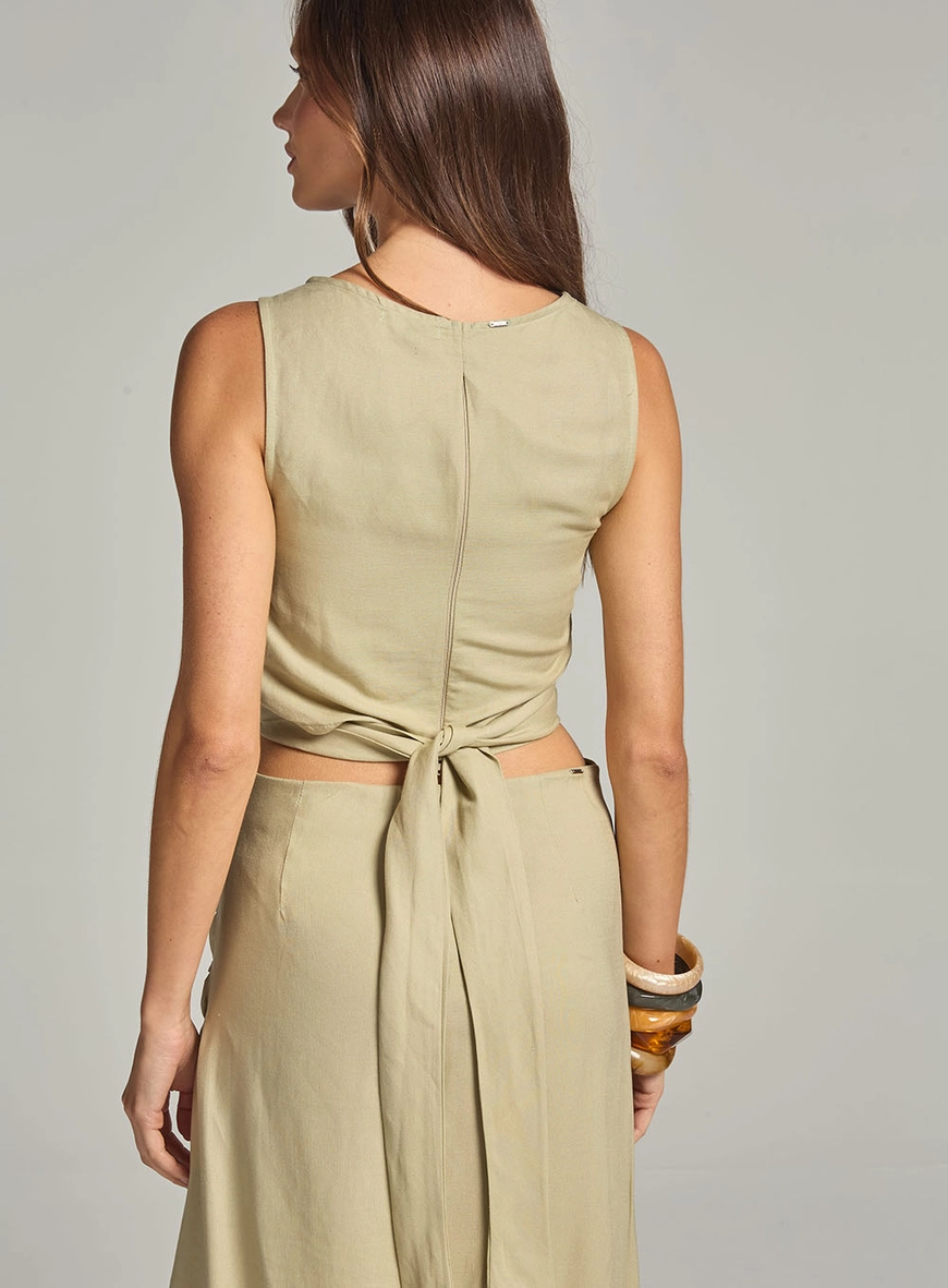 Blusa Linho Transpassada Verde 3