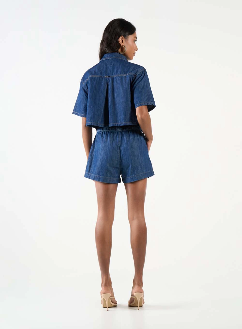 Short Jeans Boyfriend Com Cadarço Índigo 4