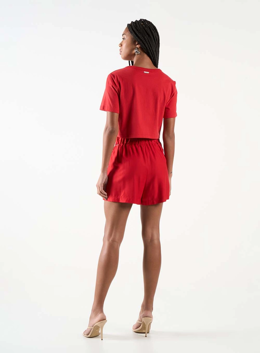 Short Curto Alfaiataria Comfort Com Elástico Vermelho 4