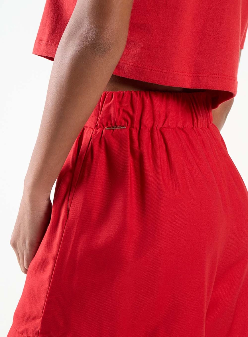 Short Curto Alfaiataria Comfort Com Elástico Vermelho 5