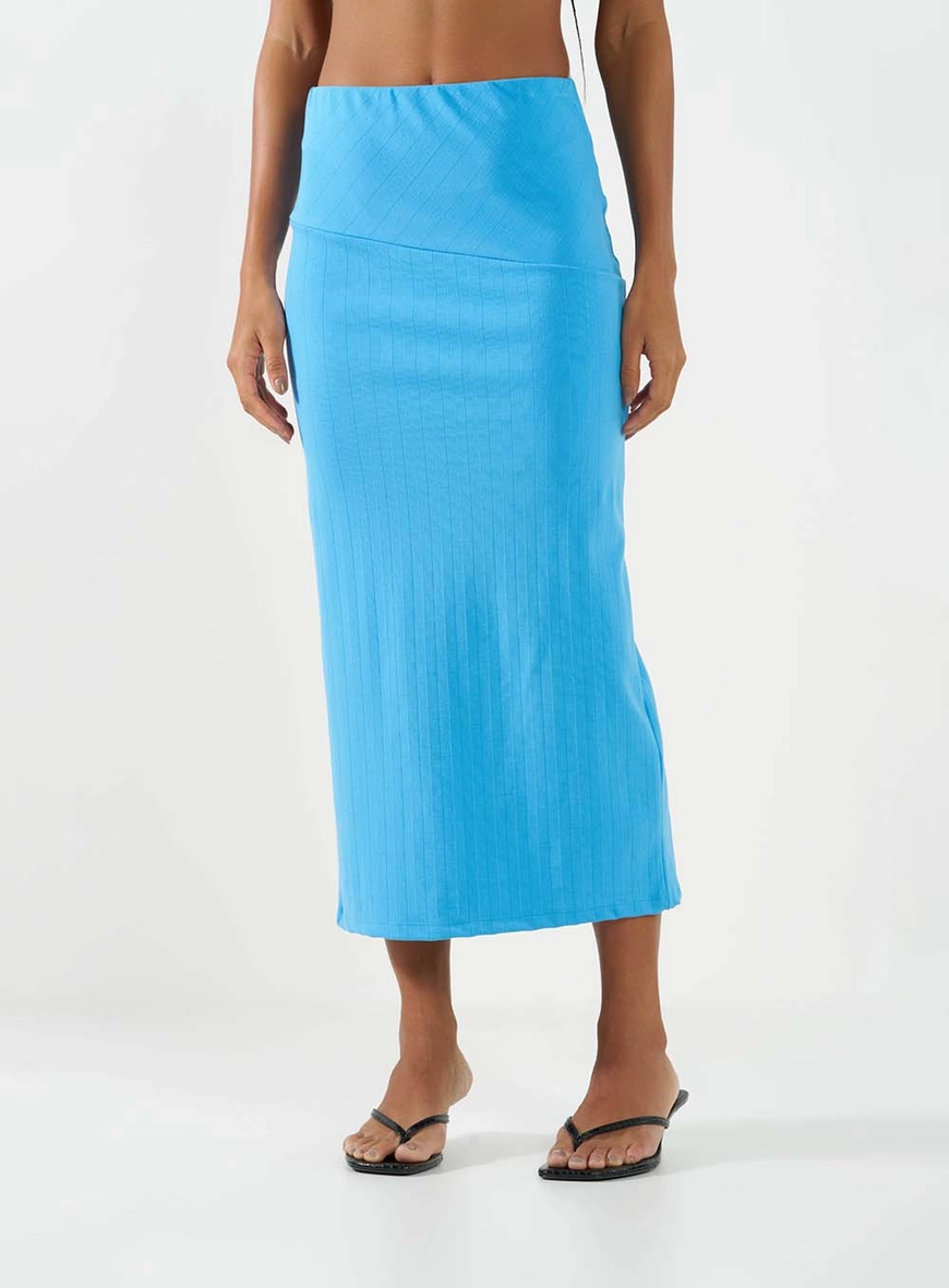 Saia Small Midi Com Fenda Azul 2