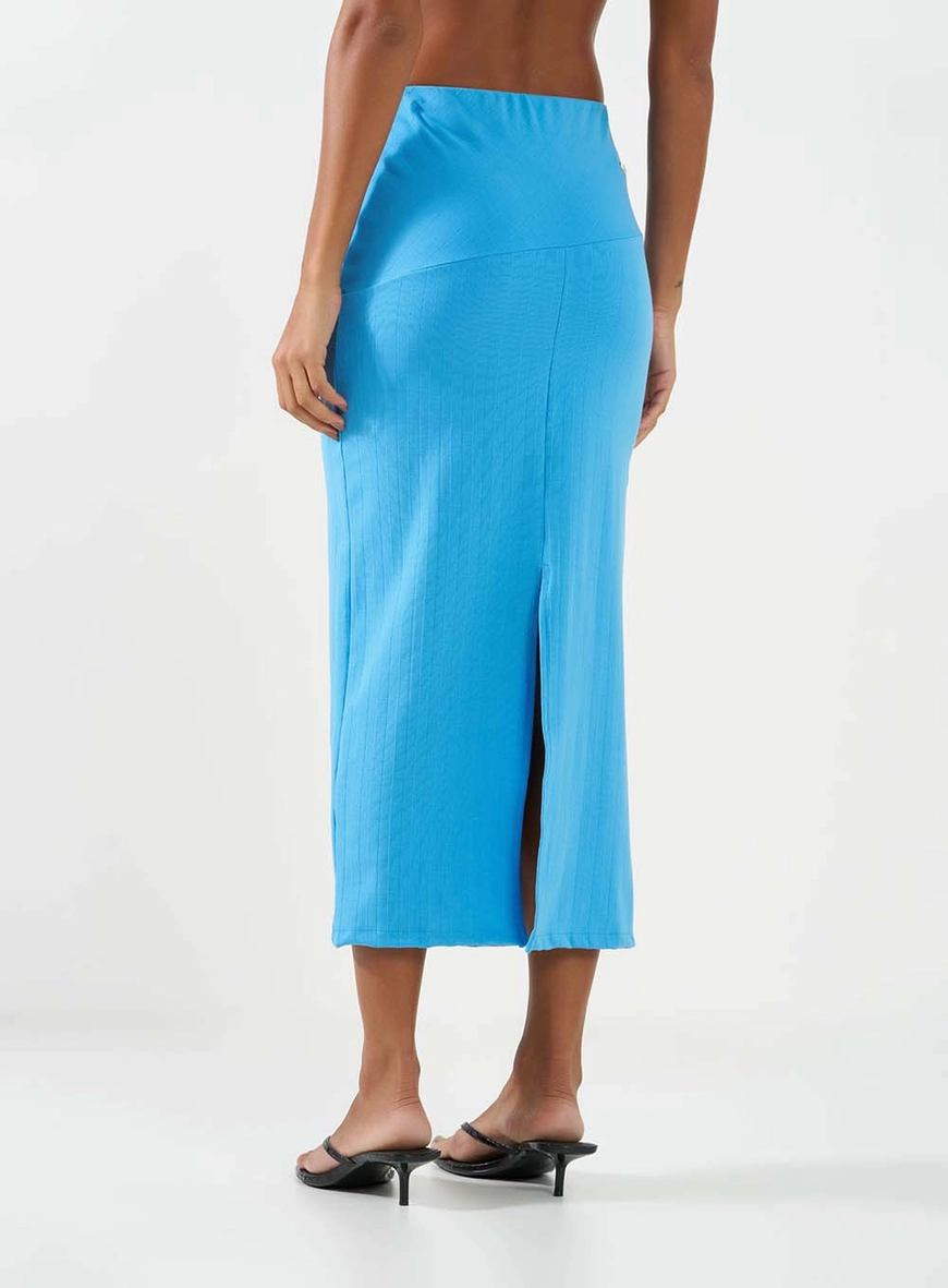 Saia Small Midi Com Fenda Azul 3