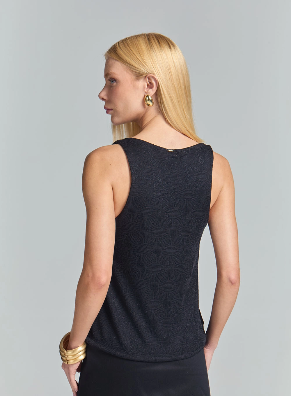 Regata Feminina Comfort Metalizada Preto 4