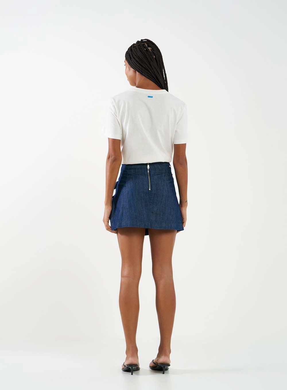 Saia Jeans Curta Com Laços Índigo 4