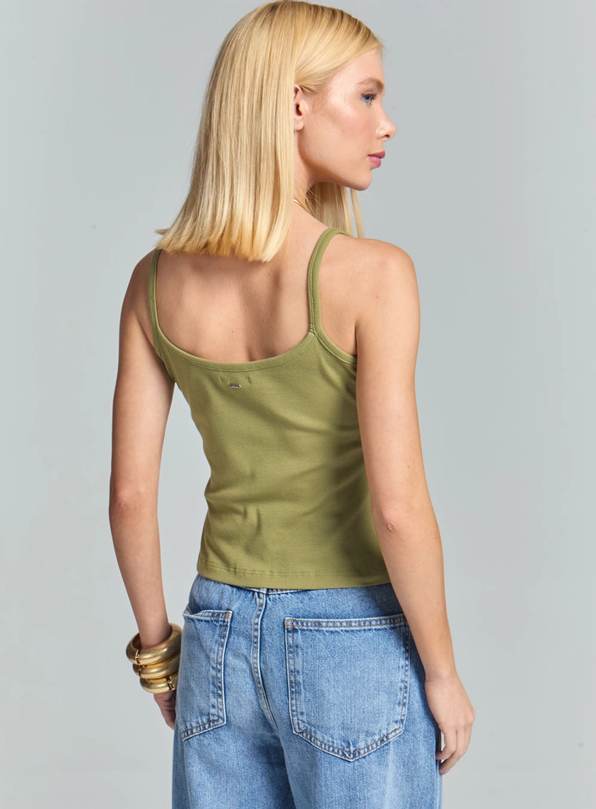 Regata Feminina Slim Canelada Verde 4