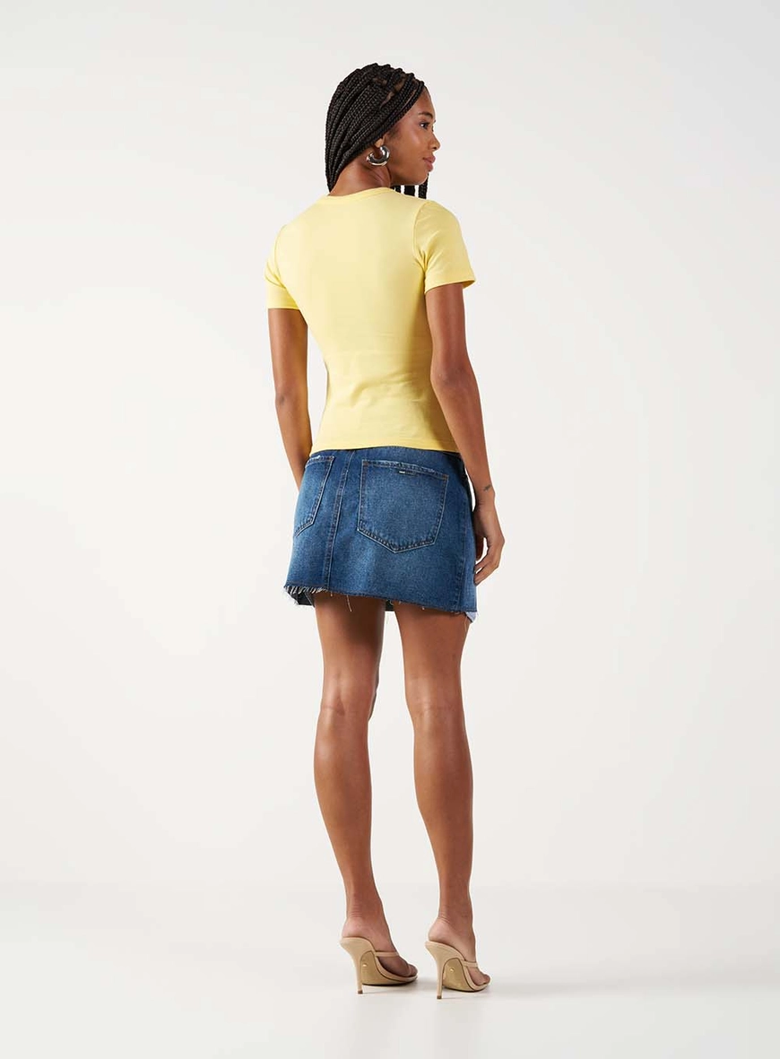 Saia Jeans Slim Barra Desfiada Índigo 4