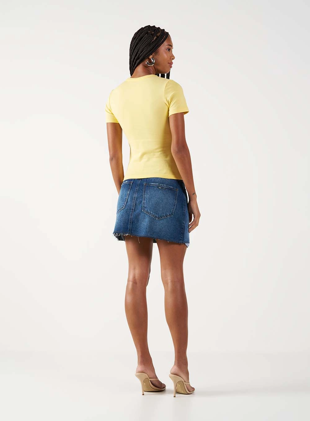 Saia Jeans Slim Barra Desfiada Índigo 4