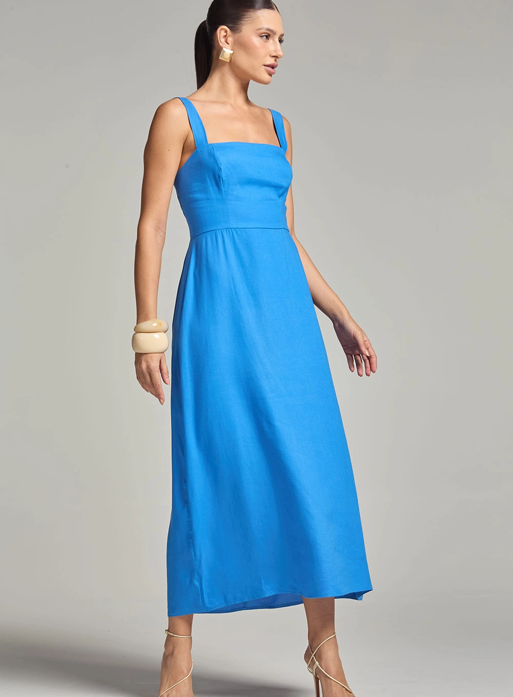 Vestido Linho Azul 2