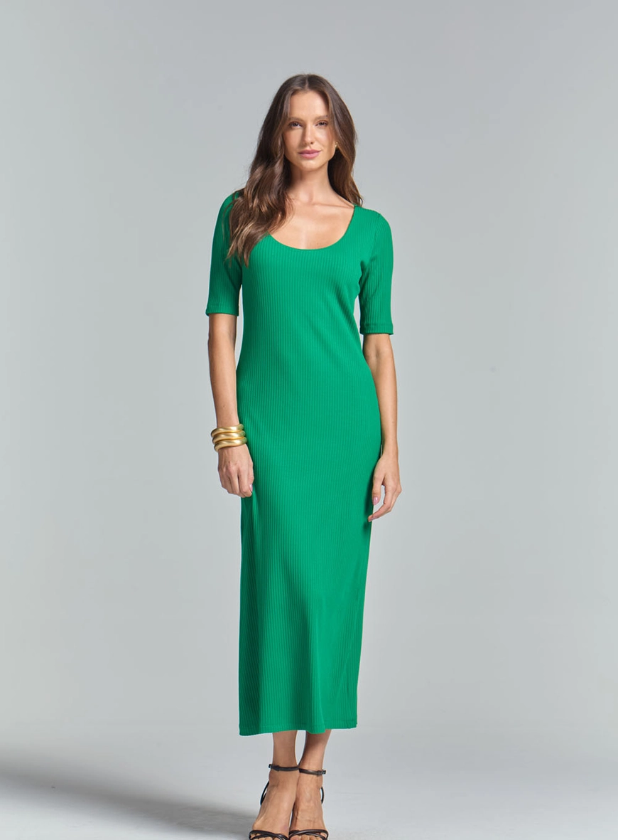 Vestido Canelado Verde Vanity 1