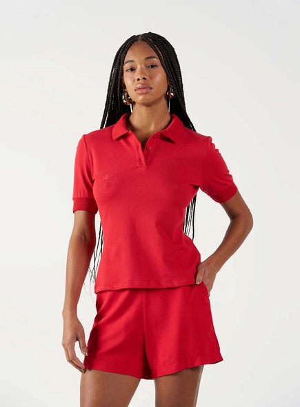 Polo Slim Malha Com Botão