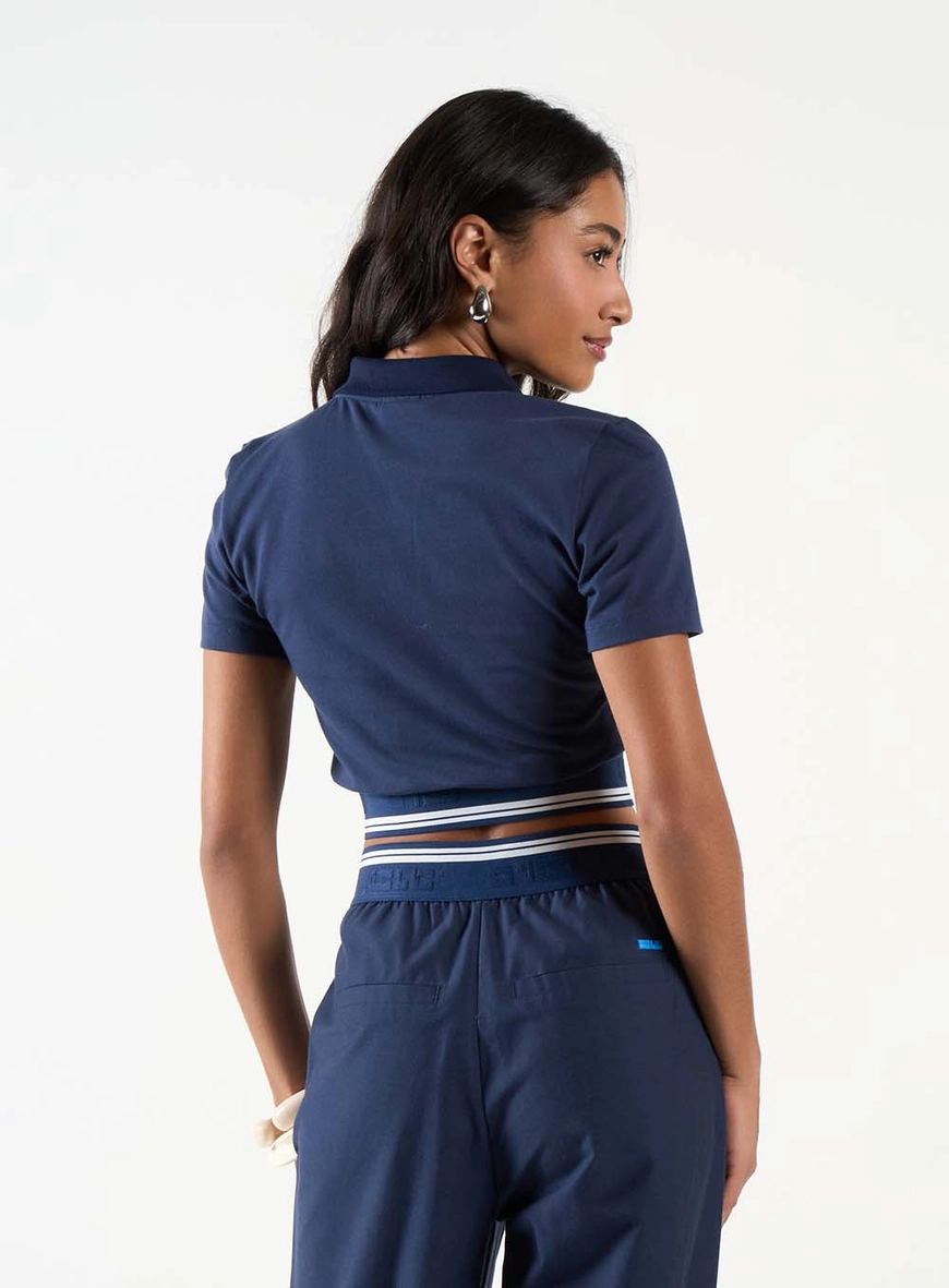 Polo Comfort Malha Com Elástico Azul 4