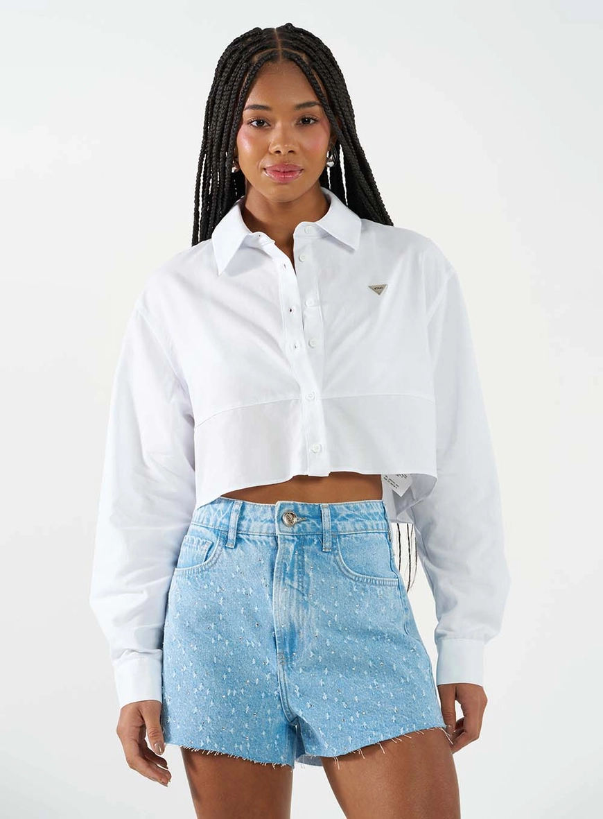 Camisa Feminina Comfort Encurtada Branco 1