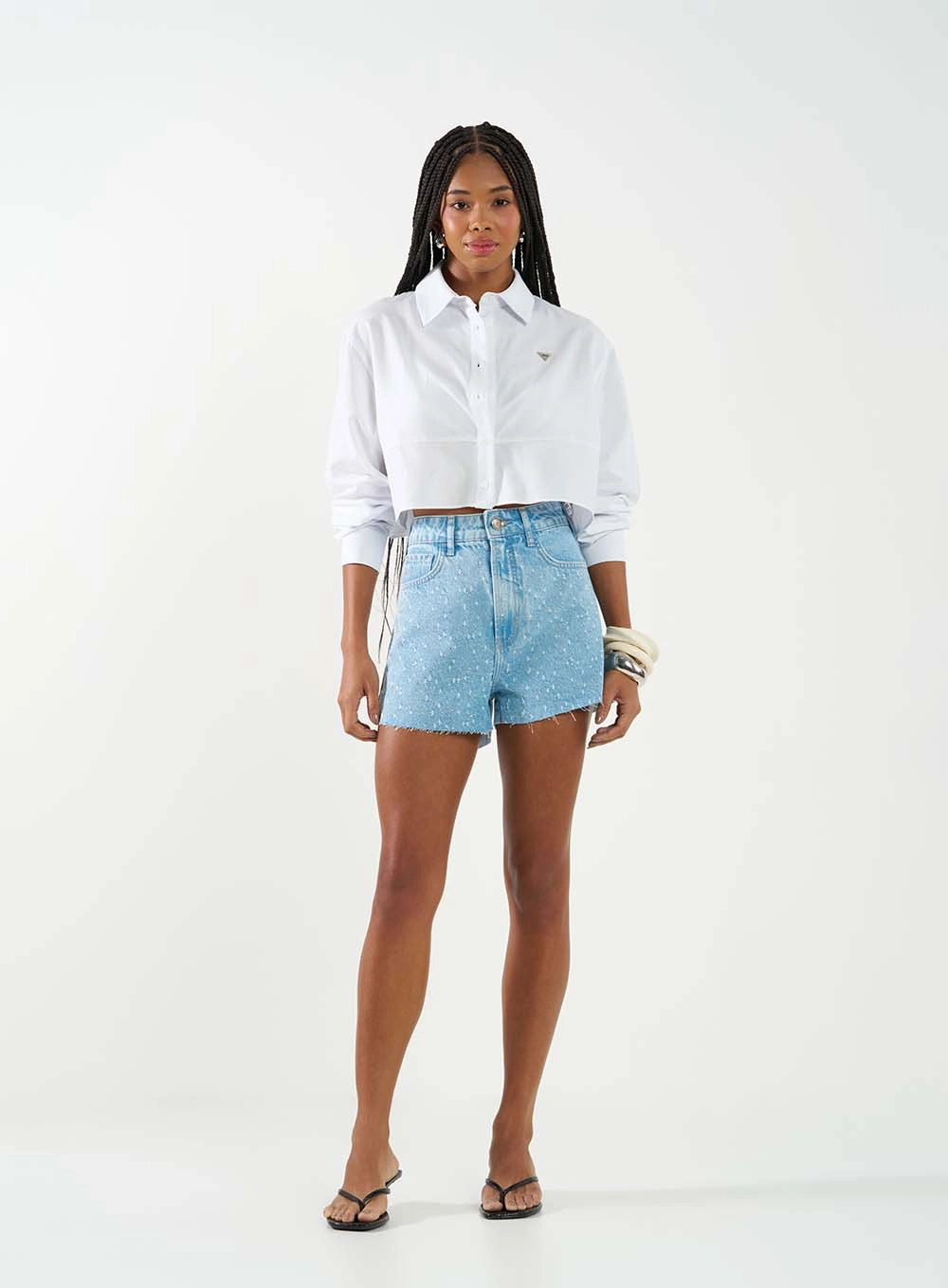 Camisa Feminina Comfort Encurtada Branco 3