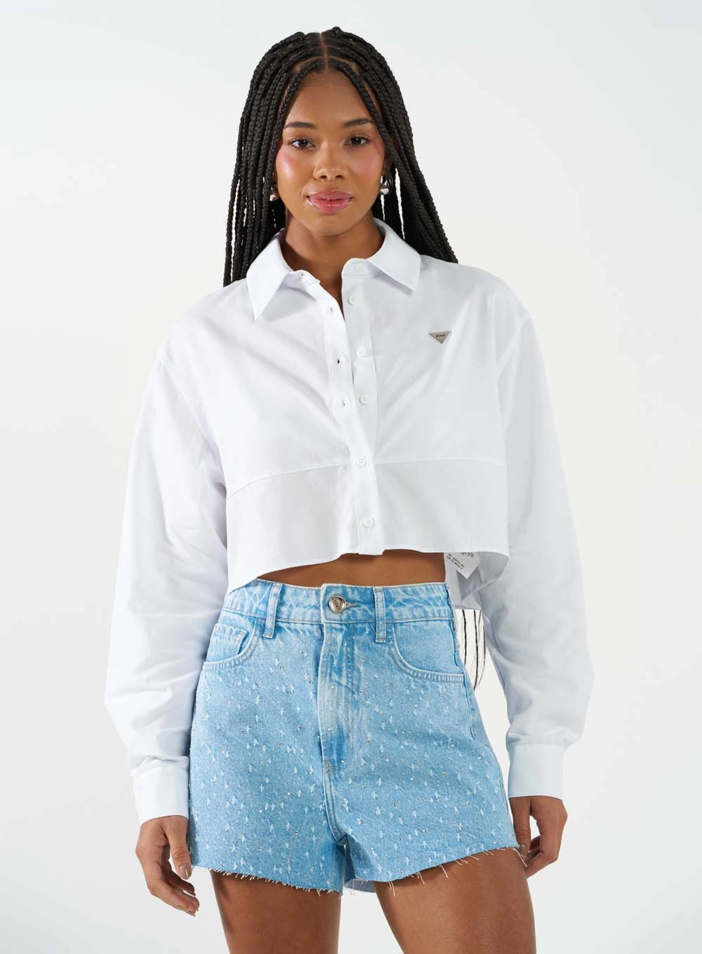 Camisa Feminina Comfort Encurtada Branco 1