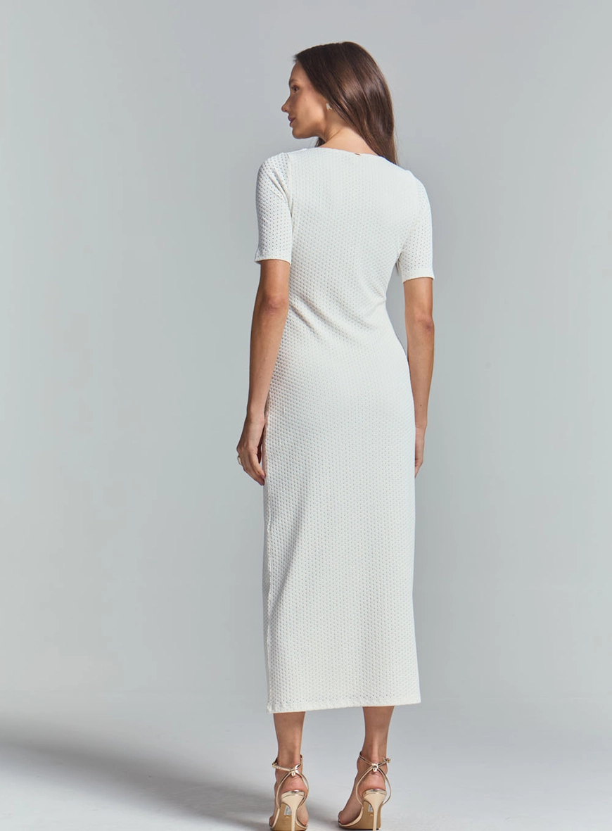 Vestido Longo Slim Com Detalhes E Textura Off Shell 4