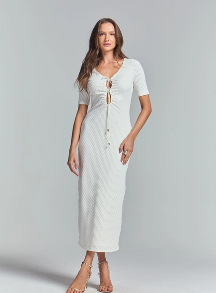 Vestido Longo Slim Com Detalhes E Textura