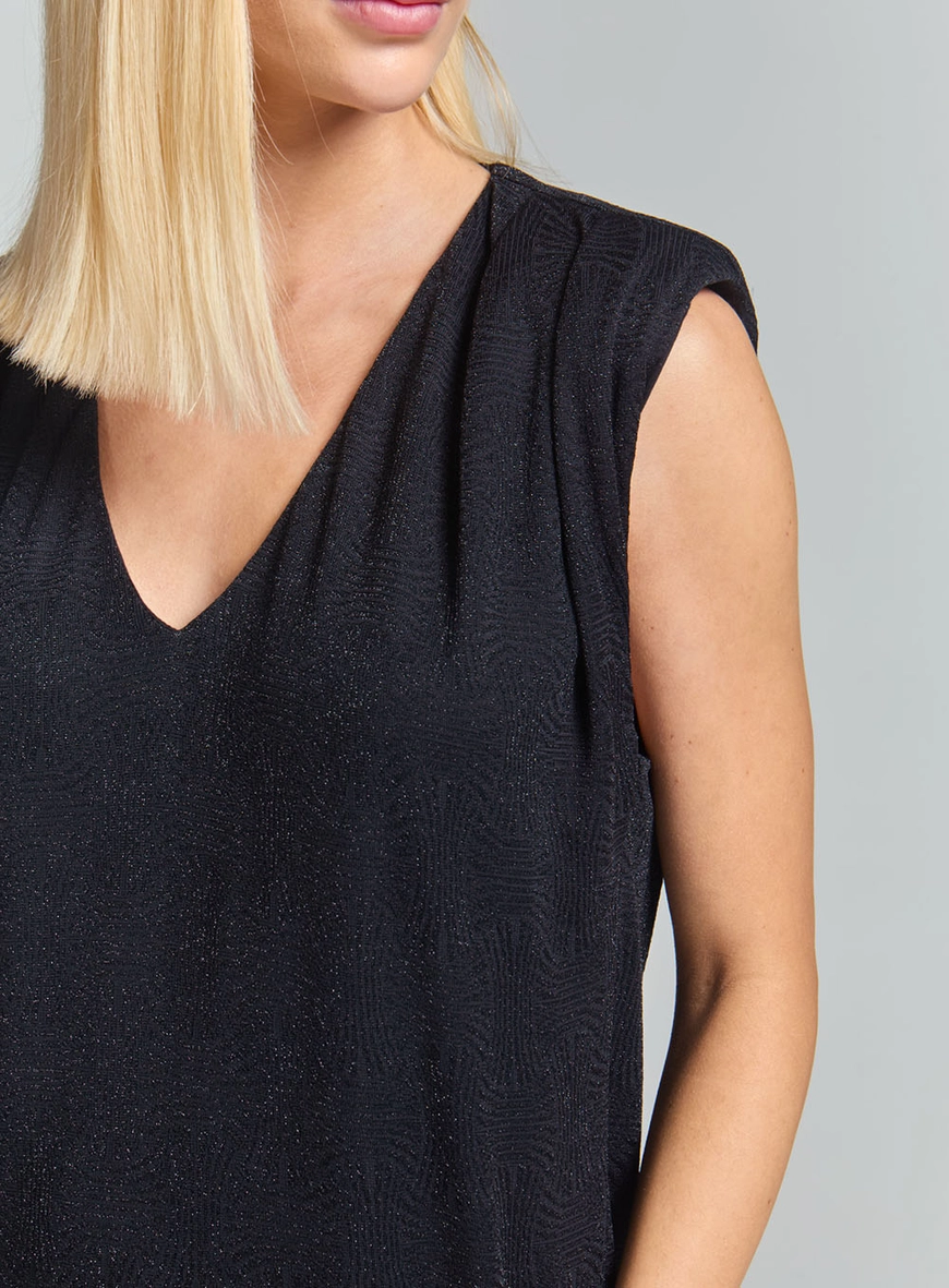 Vestido Comfort Curto Reto Metalizado Preto 2