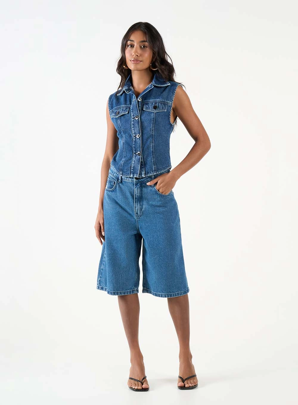 Camisa Jeans Fechamento Em Botão Índigo 2