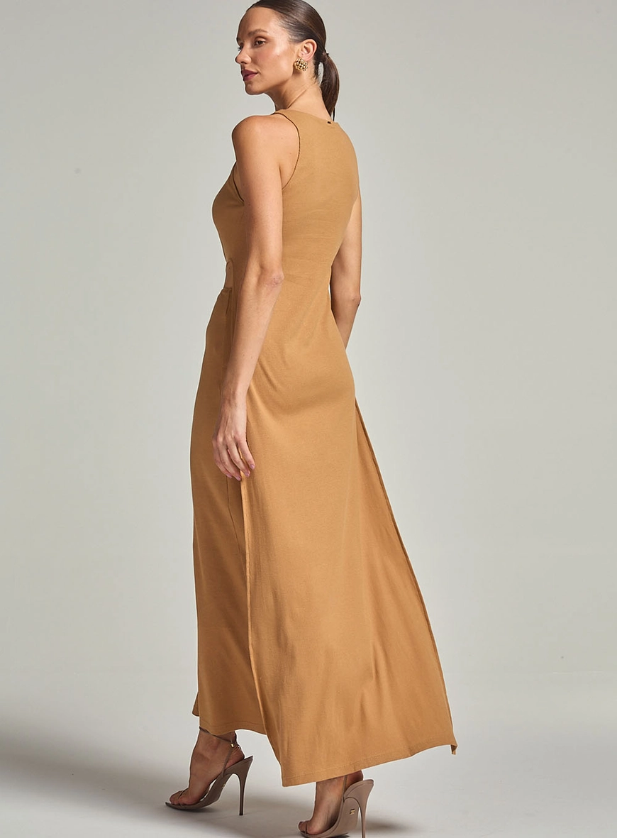 Vestido Canelado Bege 4