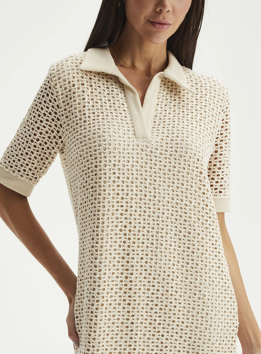 Vestido Curto Comfort Crochê Bege 3