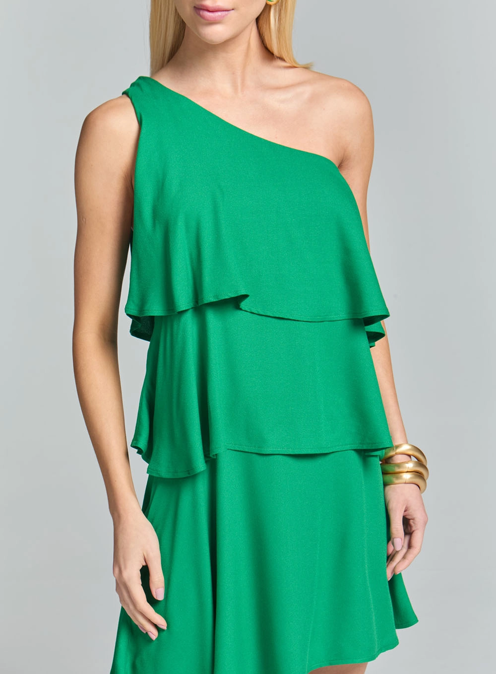 Vestido Ombro Só Com Babados Verde Vanity 3