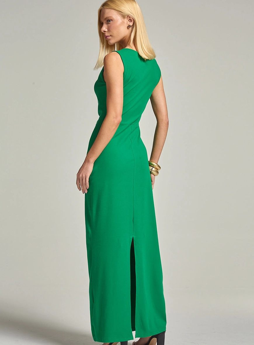 Vestido Slim Com Detalhe E Plissado Na Lateral Verde Vanity 4