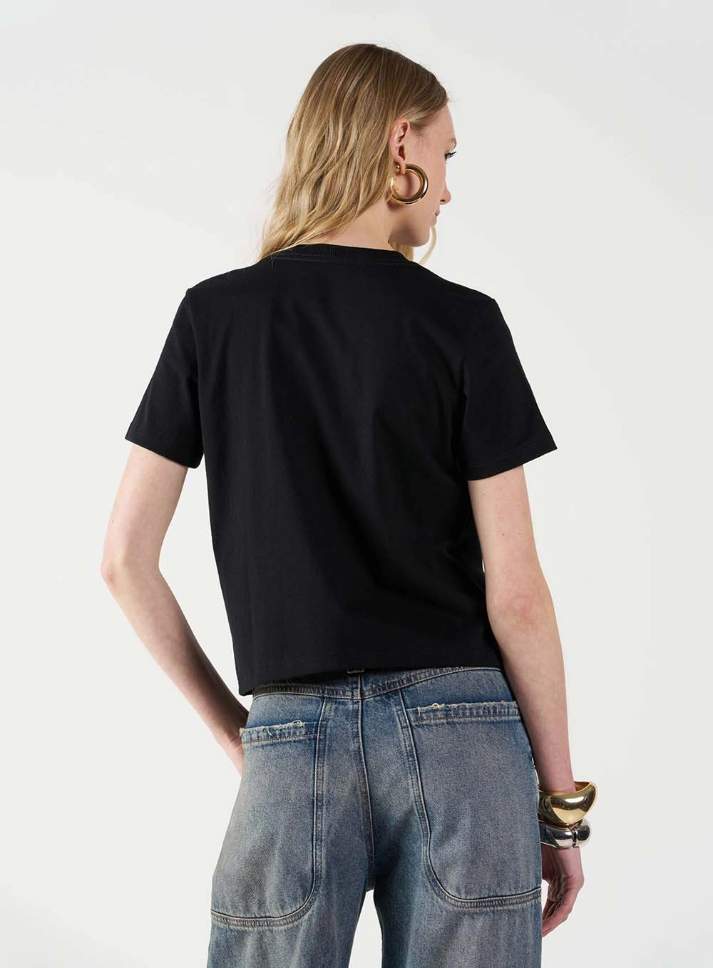 Camiseta Feminina Básica Com Estampa Preto 3