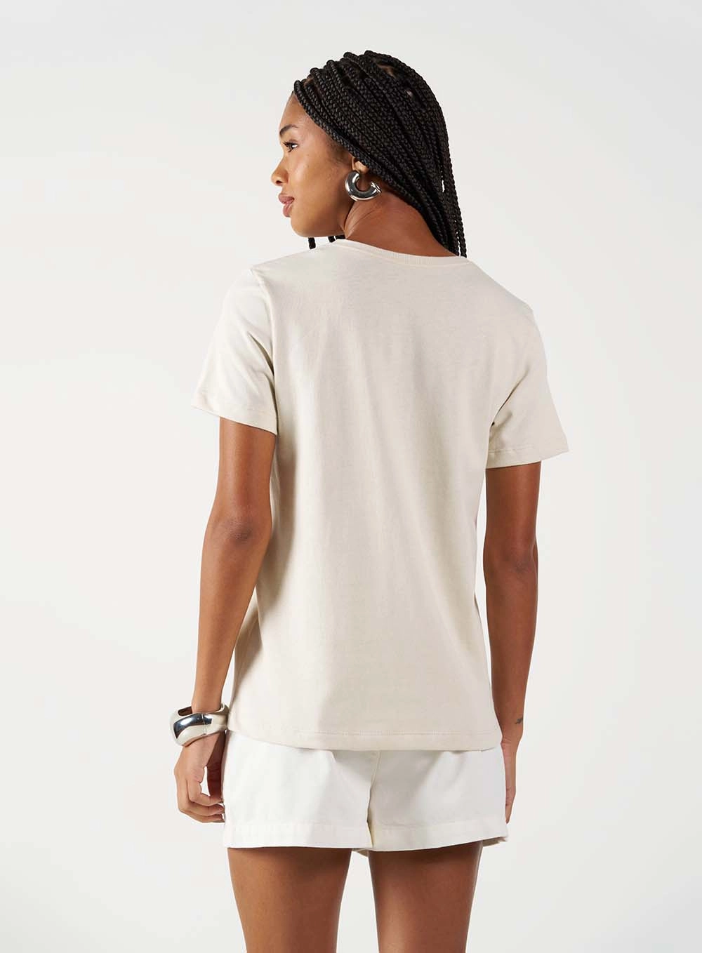 Camiseta Feminina Estampada Básica Regular Bege Italian 3