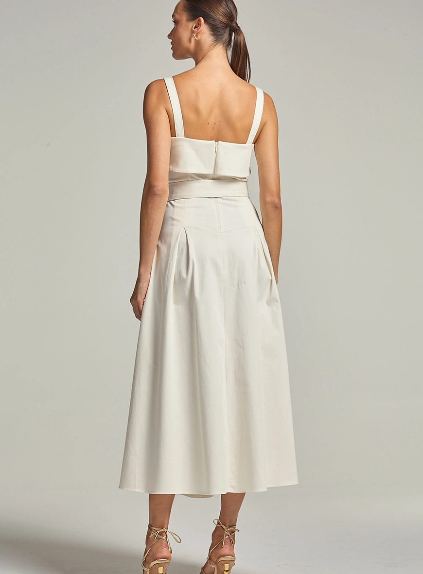 Vestido Midi Com Cinto Decote Quadrado Off Shell 4