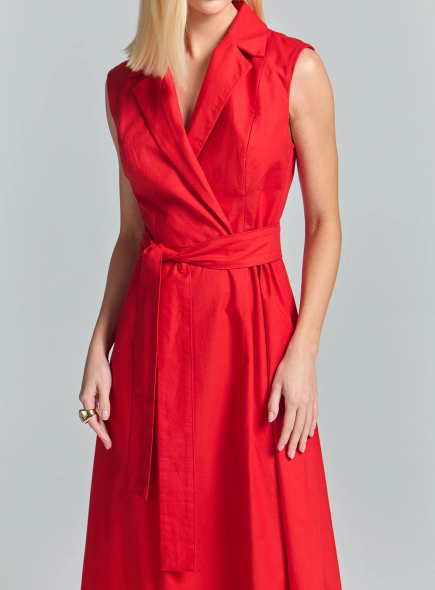 Vestido Longo De Alfaiataria Com Amarração Vermelho 2