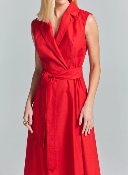 Vestido Longo De Alfaiataria Com Amarração