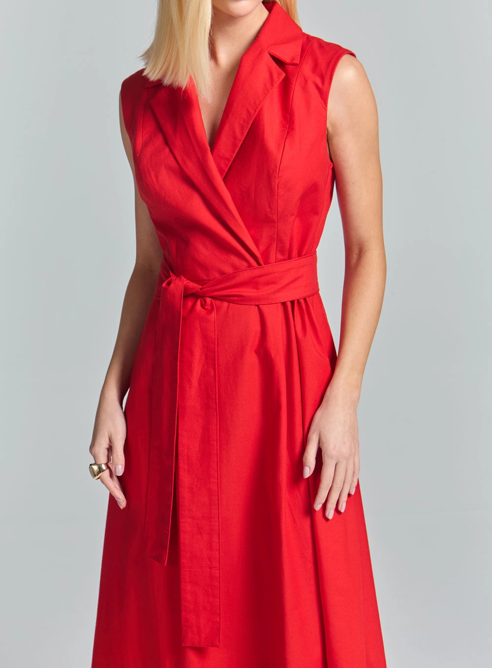 Vestido Longo De Alfaiataria Com Amarração Vermelho 2