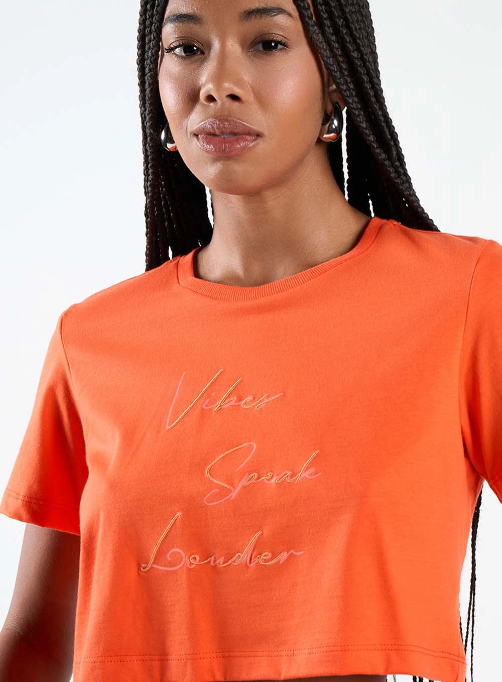 Camiseta Estampada E Bordada Laranja 5