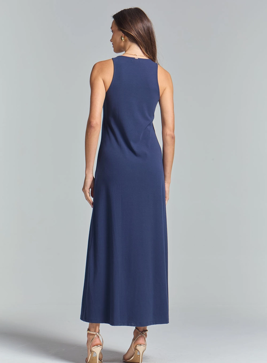 Vestido Evasê Básico De Alça Azul 4