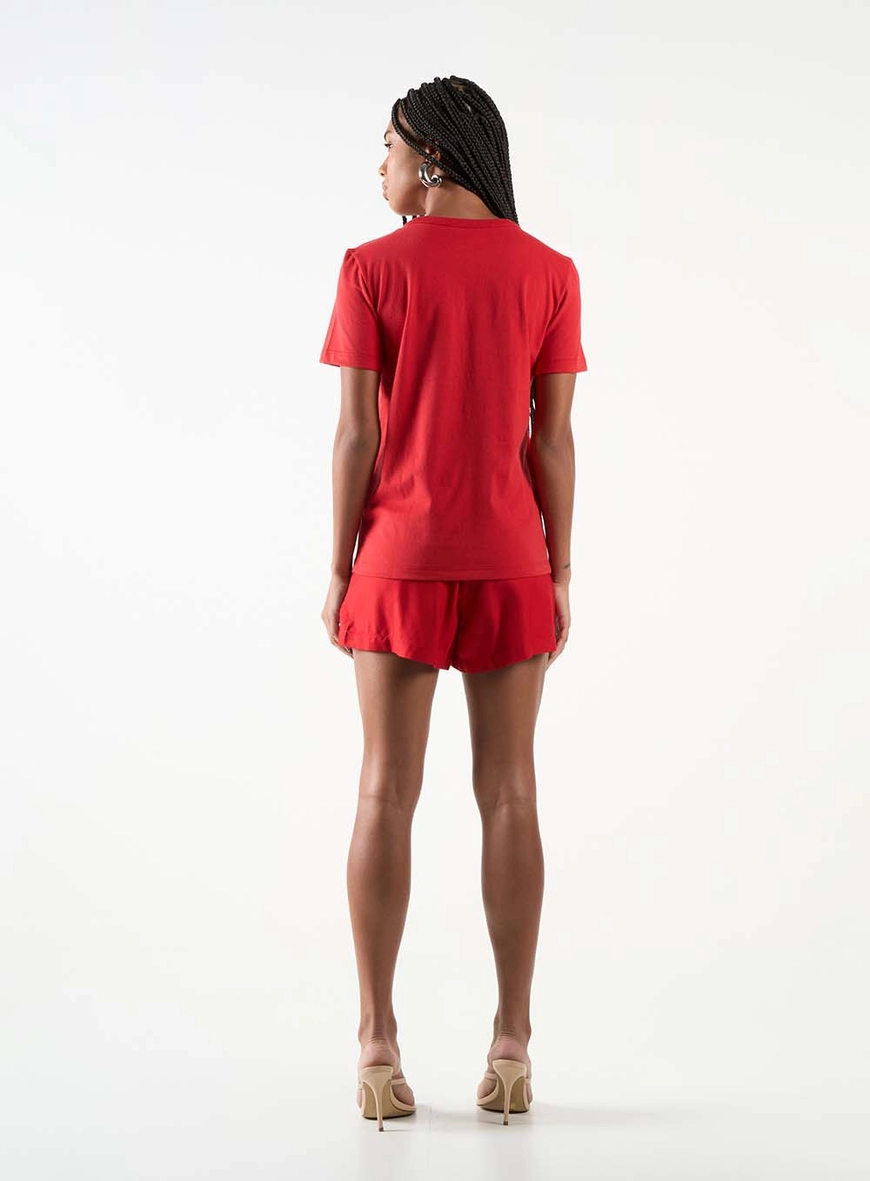 Camiseta Feminina Manga Curta Com Estampa 3d Vermelho 5