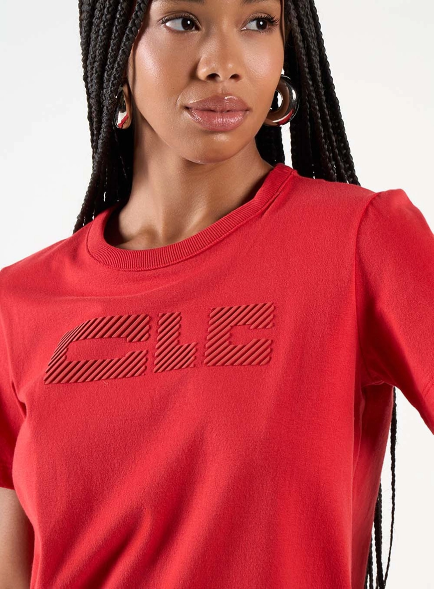 Camiseta Feminina Manga Curta Com Estampa 3d Vermelho 2