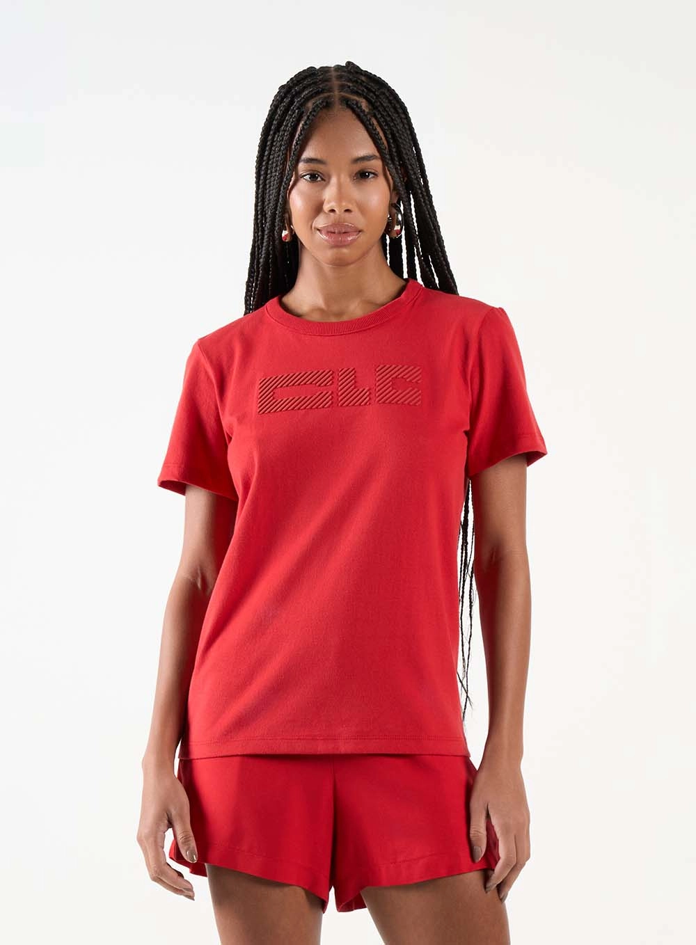 Camiseta Feminina Manga Curta Com Estampa 3d Vermelho 1