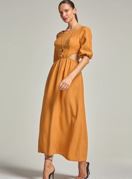 Vestido Midi Com Franzidos E Amarração