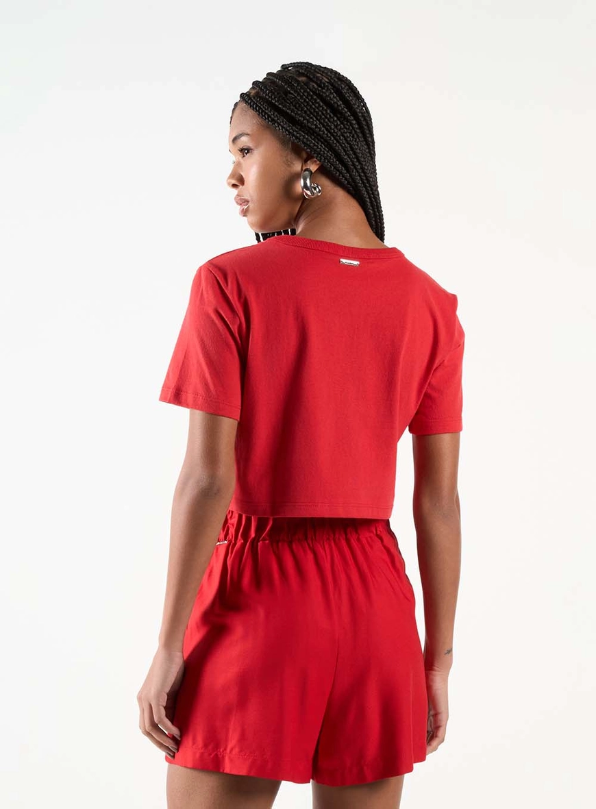 Camiseta Feminina Curta Com Estampa Vermelho 4