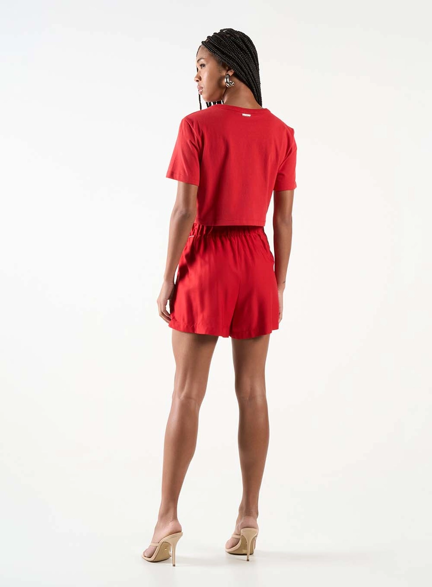 Camiseta Feminina Curta Com Estampa Vermelho 5