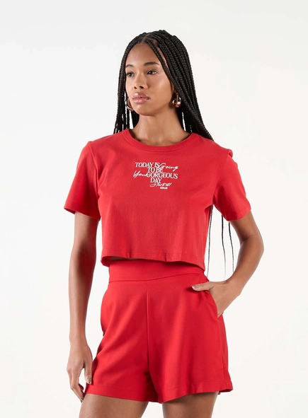 Camiseta Feminina Curta Com Estampa