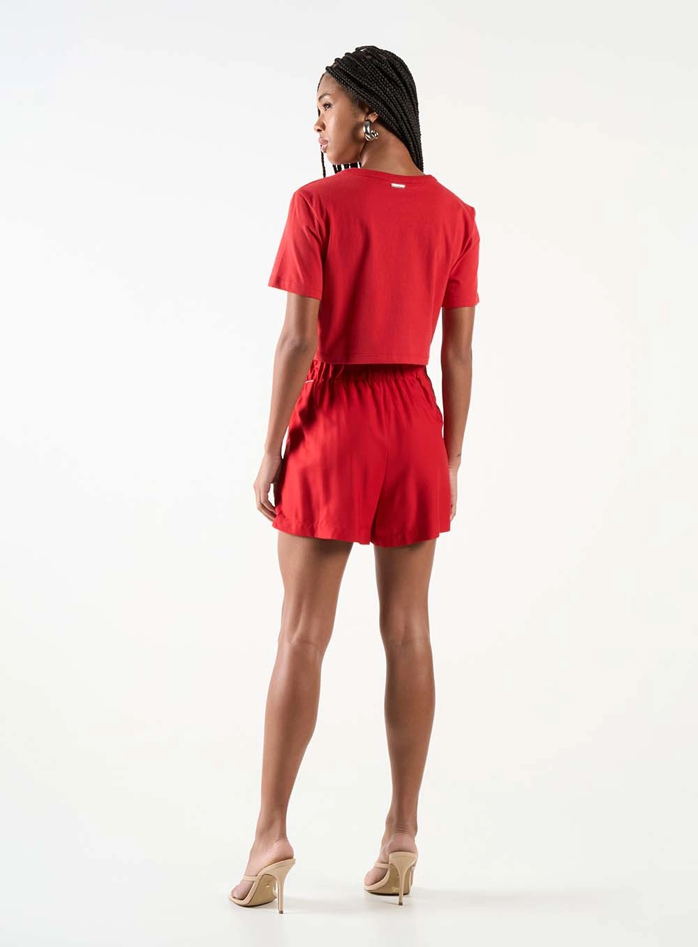 Camiseta Feminina Curta Com Estampa Vermelho 5