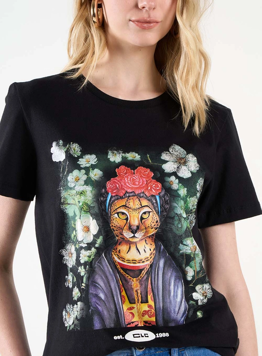 Camiseta Feminina Estampada Preto 2