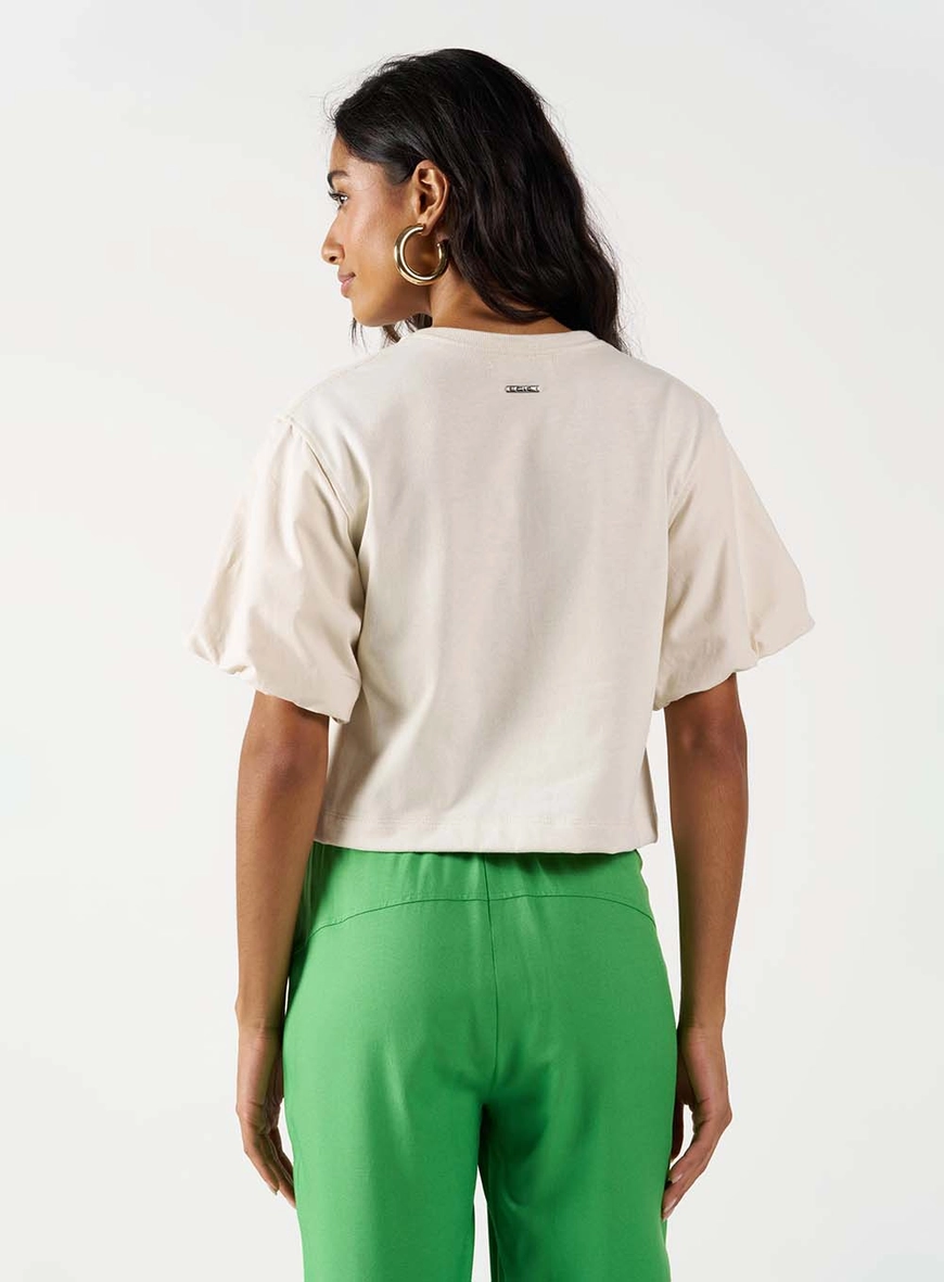 Camiseta Encurtada Com Mangas Estilo Balone Bege Italian 3