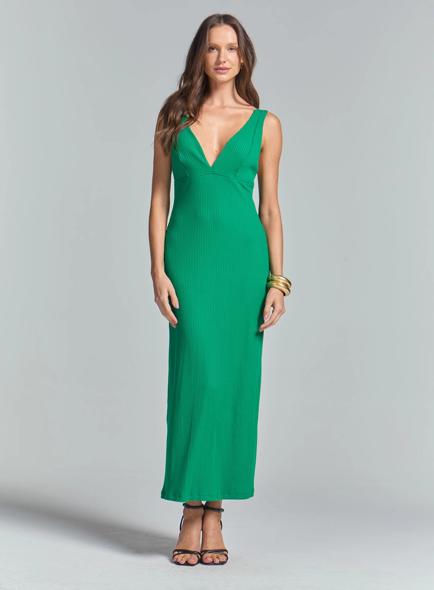 Vestido Canelado Verde Vanity 2