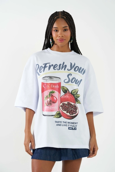 Camiseta Feminina Oversized Estampada